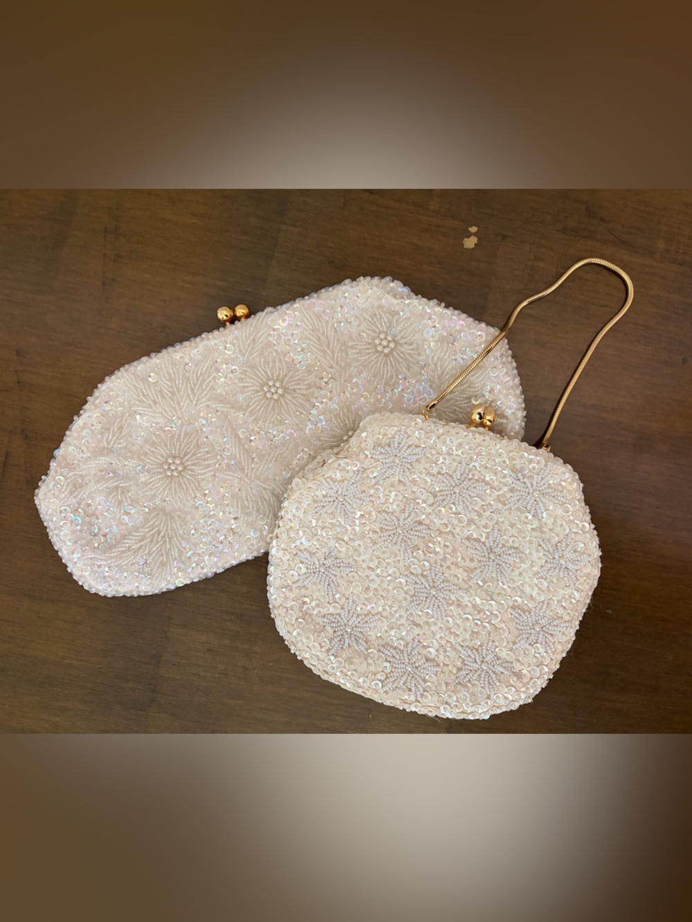 Ivory Beaded Floral Evening Clutch - Elegant Women’s Bag